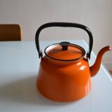 Vintage kettle orange enameled steel 1.5 liter