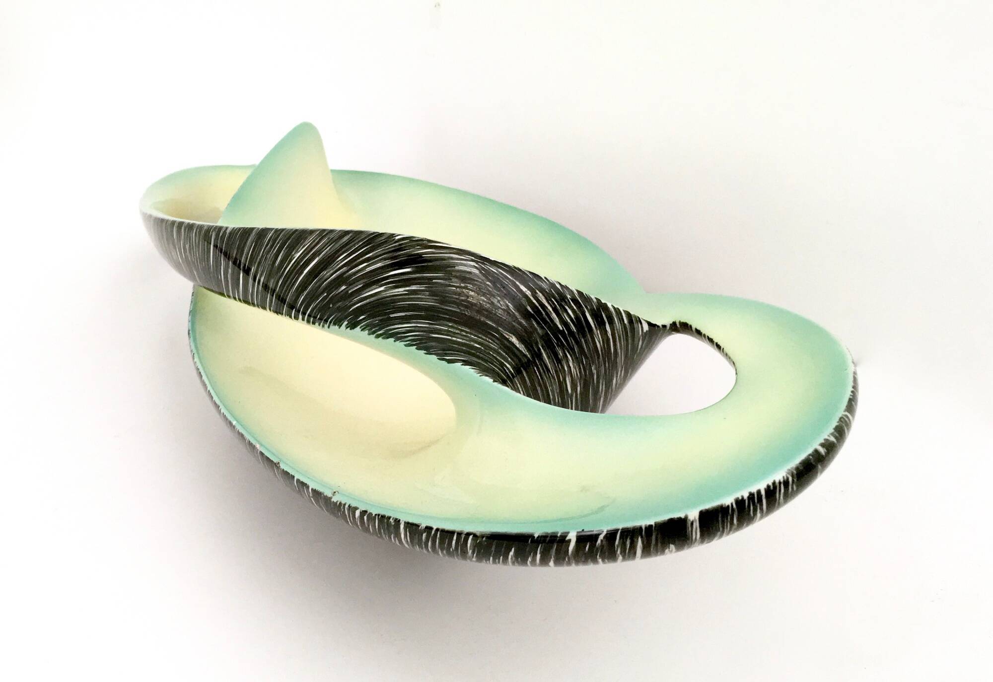 Vintage Black, Yellow and Green Ceramic Centrepiece by Vibi, Italy