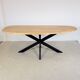 Organic oak dining table with steel matrix base, Hjort Knudsen