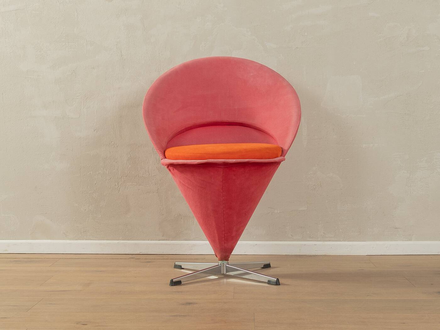Unique Cone Chairs by Verner Panton for Gebrüder Nehl, set of 2, pink and orange