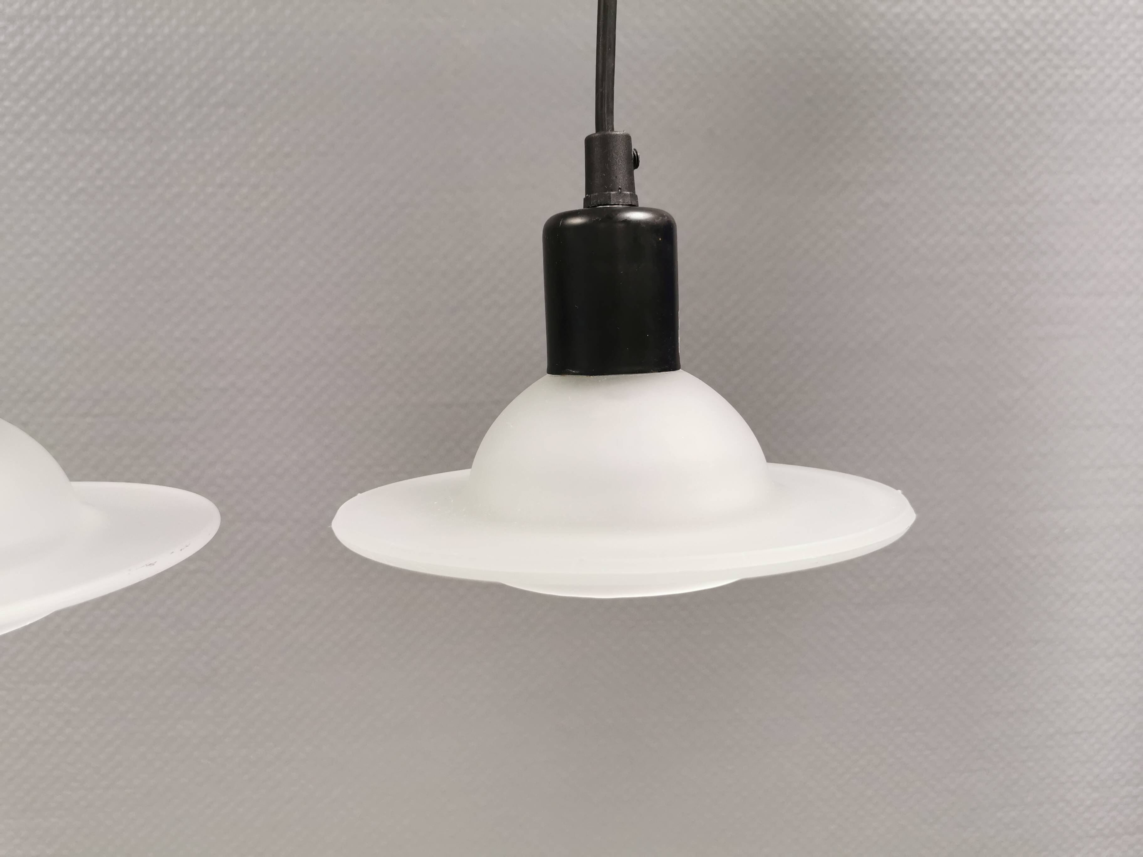 White glass UFO pendant lights by Design-Light, early 1990s Denmark