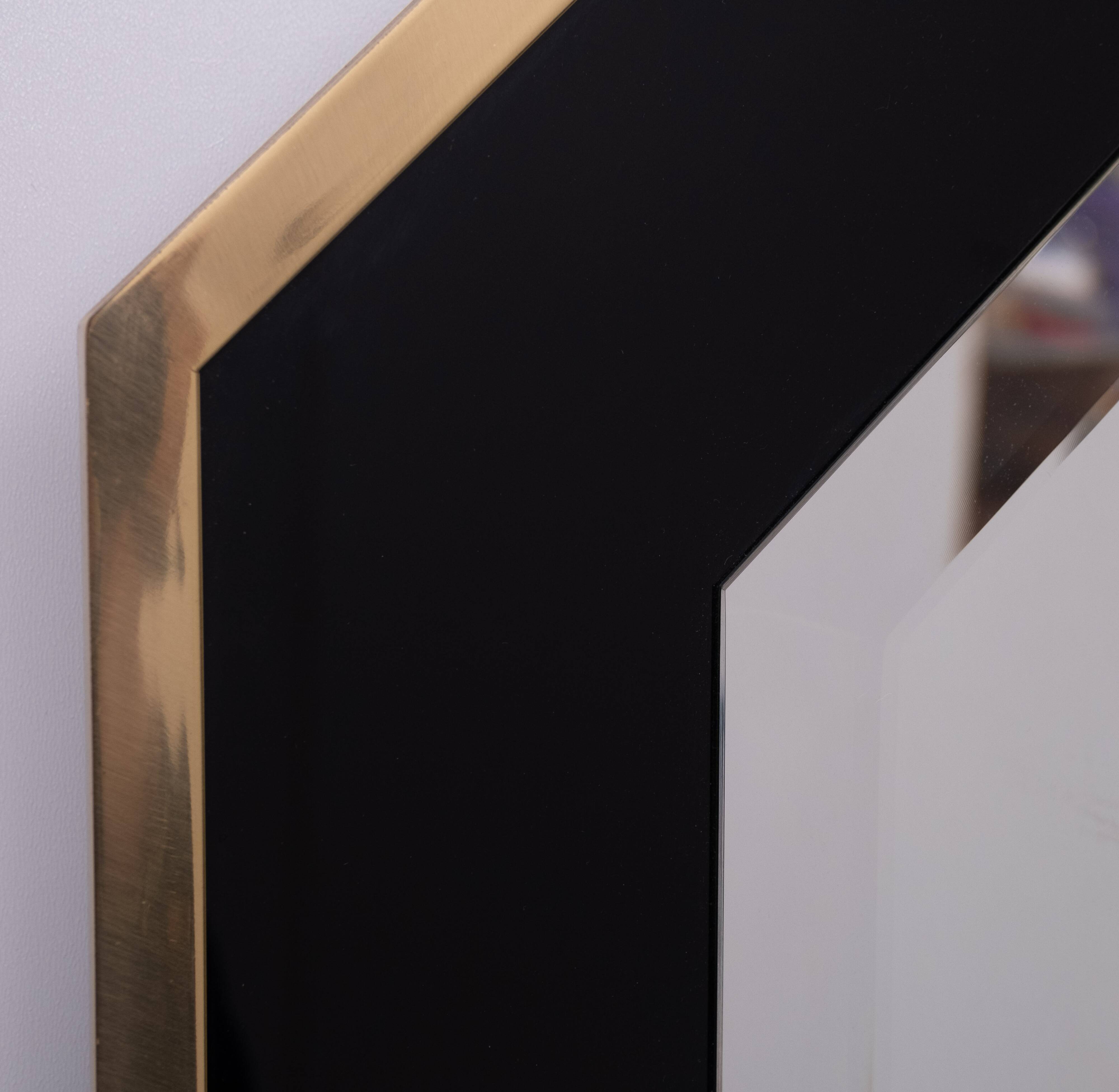 Octagonal Mirror frame in brass 1970s