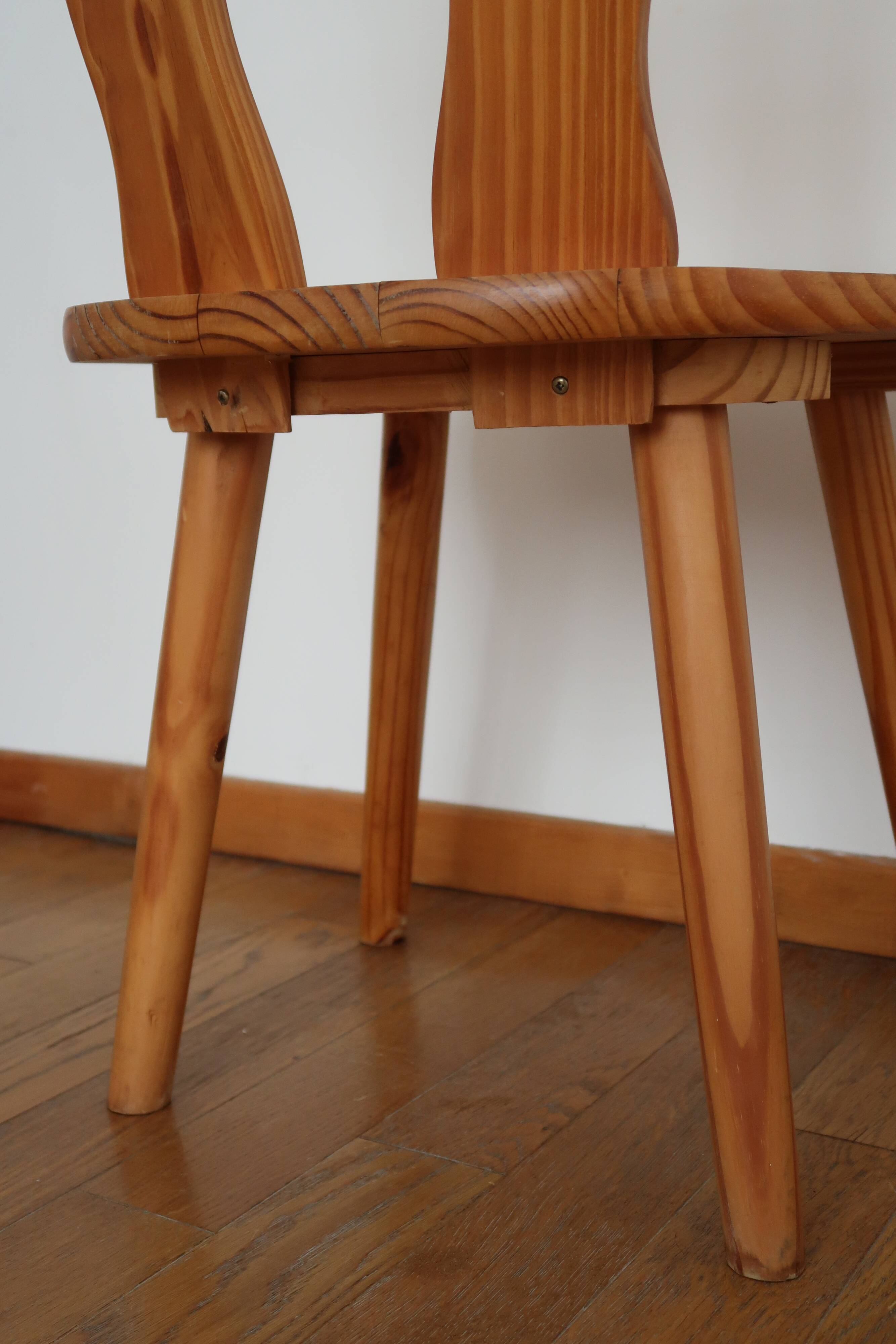 Pair of Scandinavian pine chairs