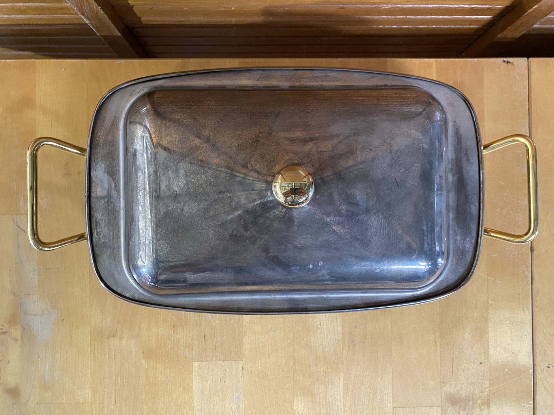 Antique Serving Dish 2R Silverplate Silver + Gold Medicine