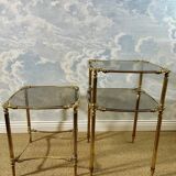 Small side table with a smoked glass top, Hollywood Regency.