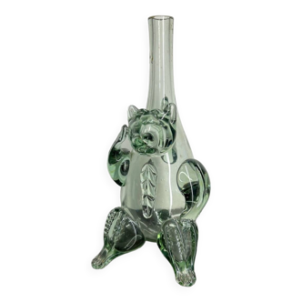 Vintage bear blown glass bottle