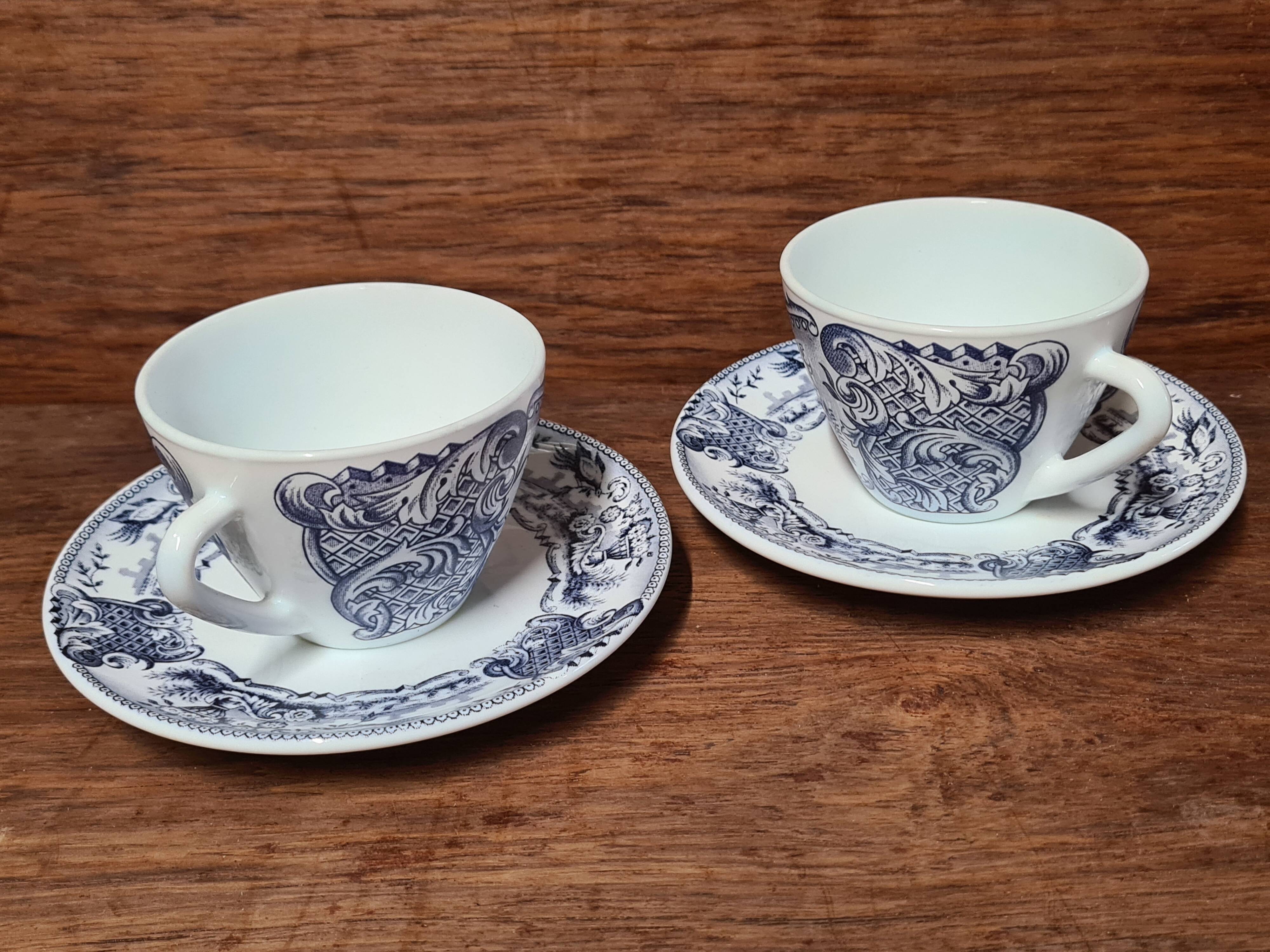 Pair of Rivanel cups in old opaline glass, vintage decor