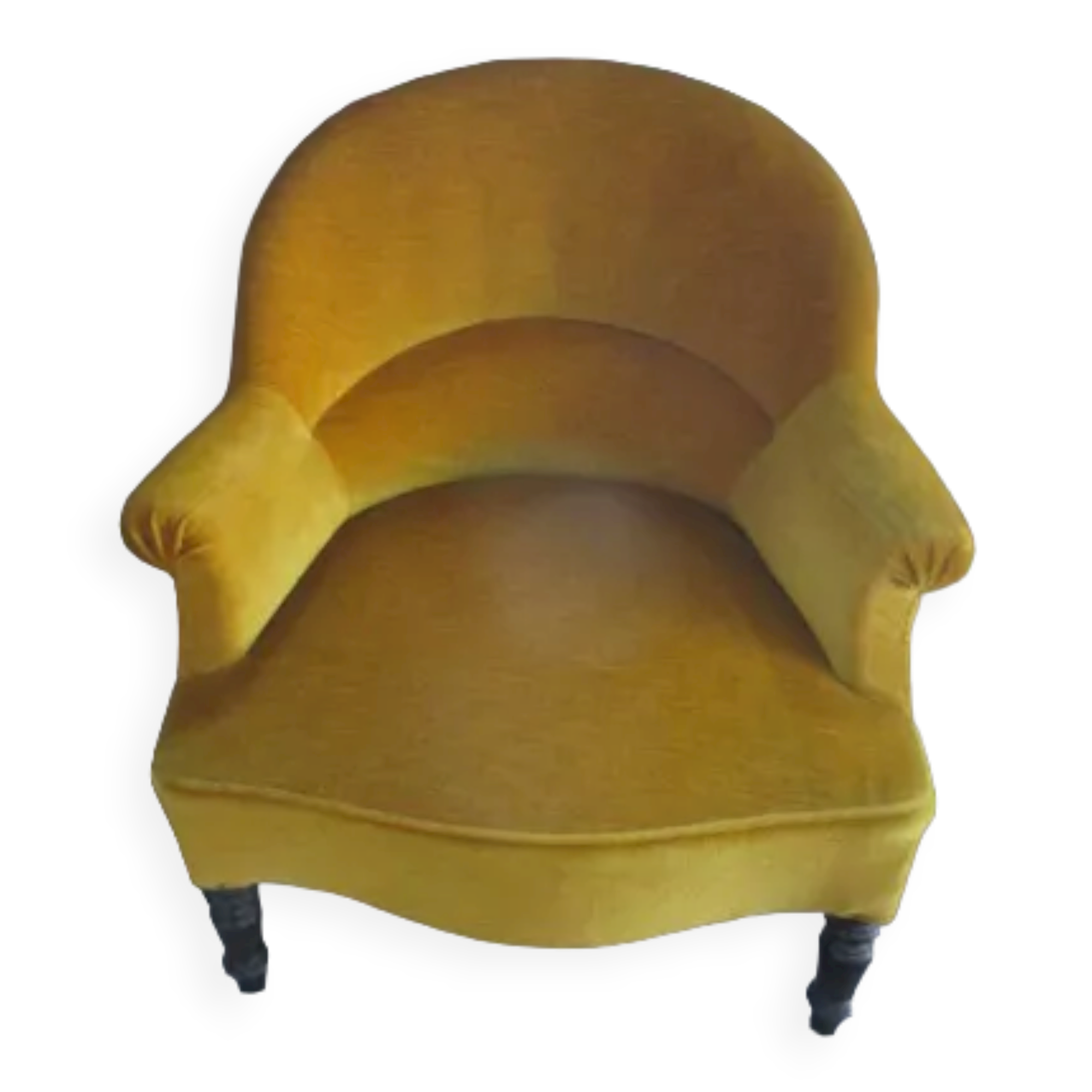 Old velvet shepherdess armchair mustard yellow