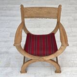 1970s, Danish armchair, original red furniture wool, solid oak wood.