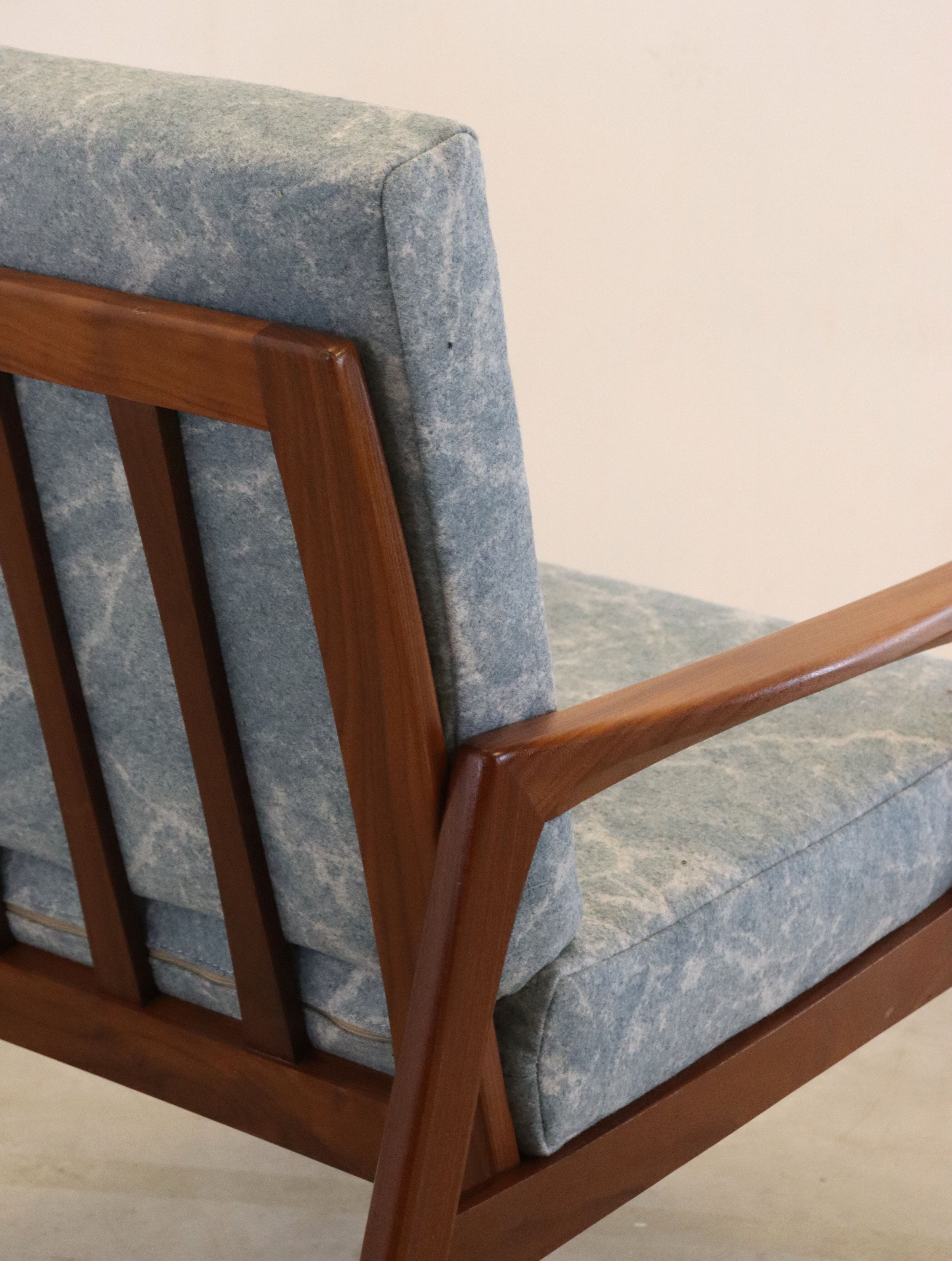 Mid century teak Armchair 'Mettmann' - reupholstered