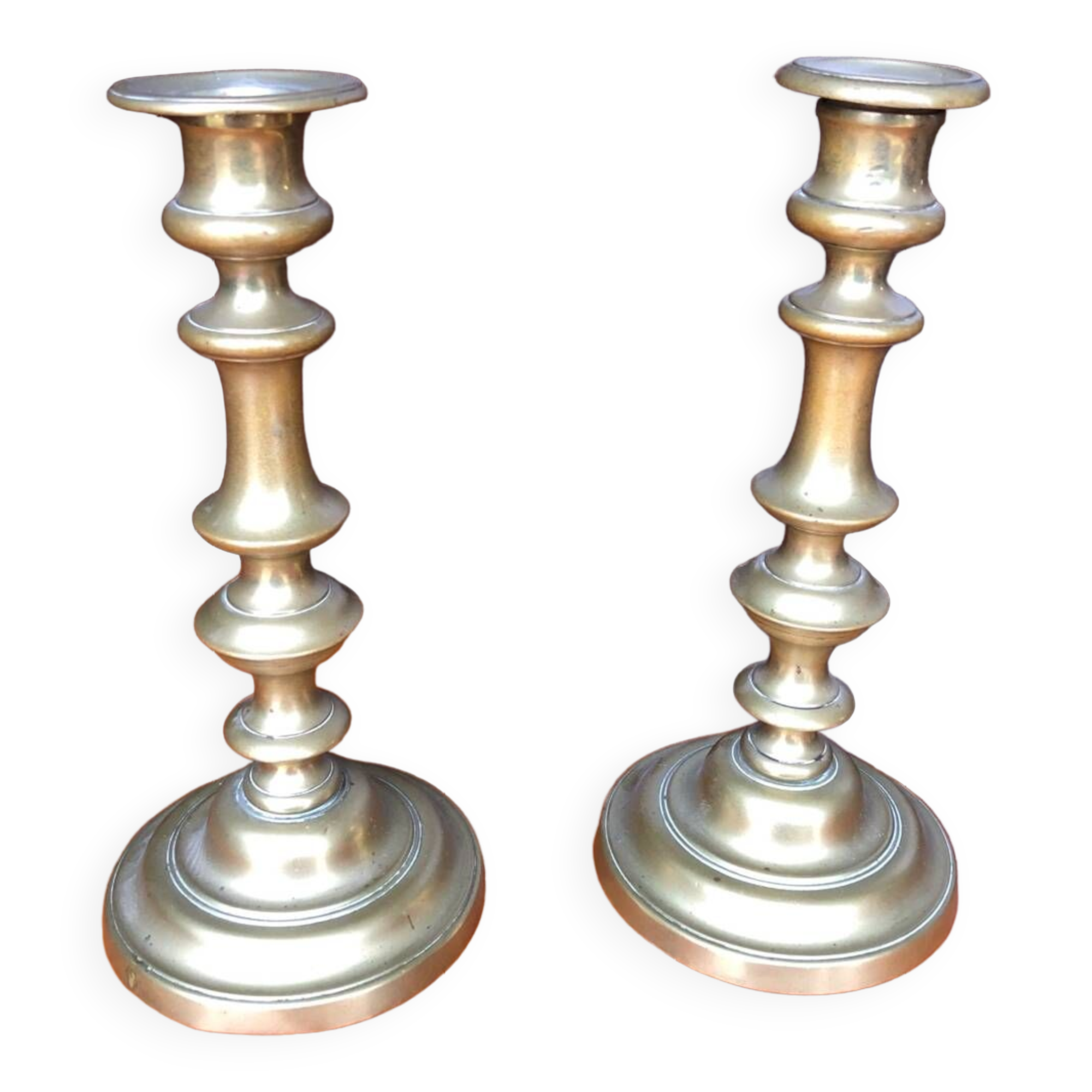 Pair Of Brass Candlesticks & Candlestick