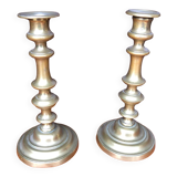 Pair Of Brass Candlesticks & Candlestick