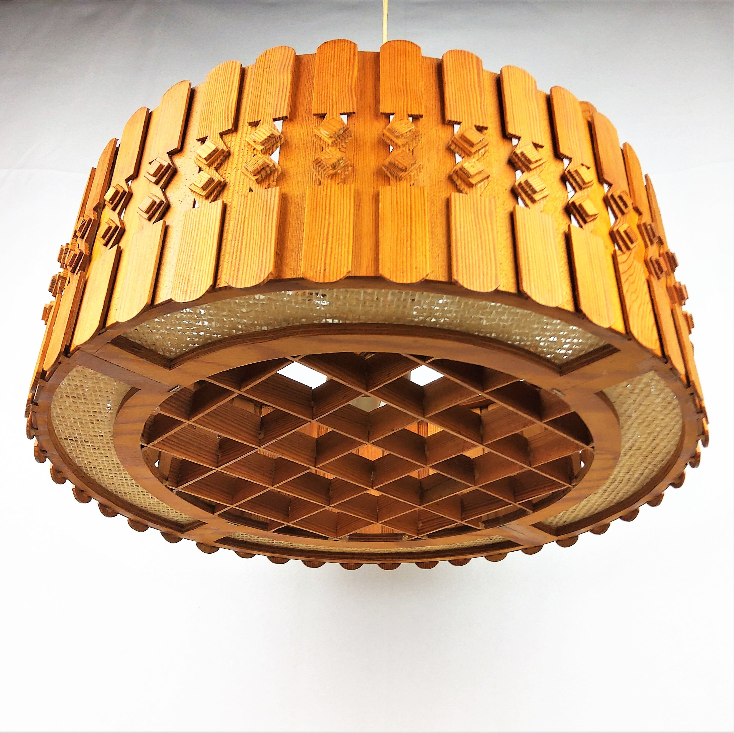 Scandinavian vintage pine suspension 1960