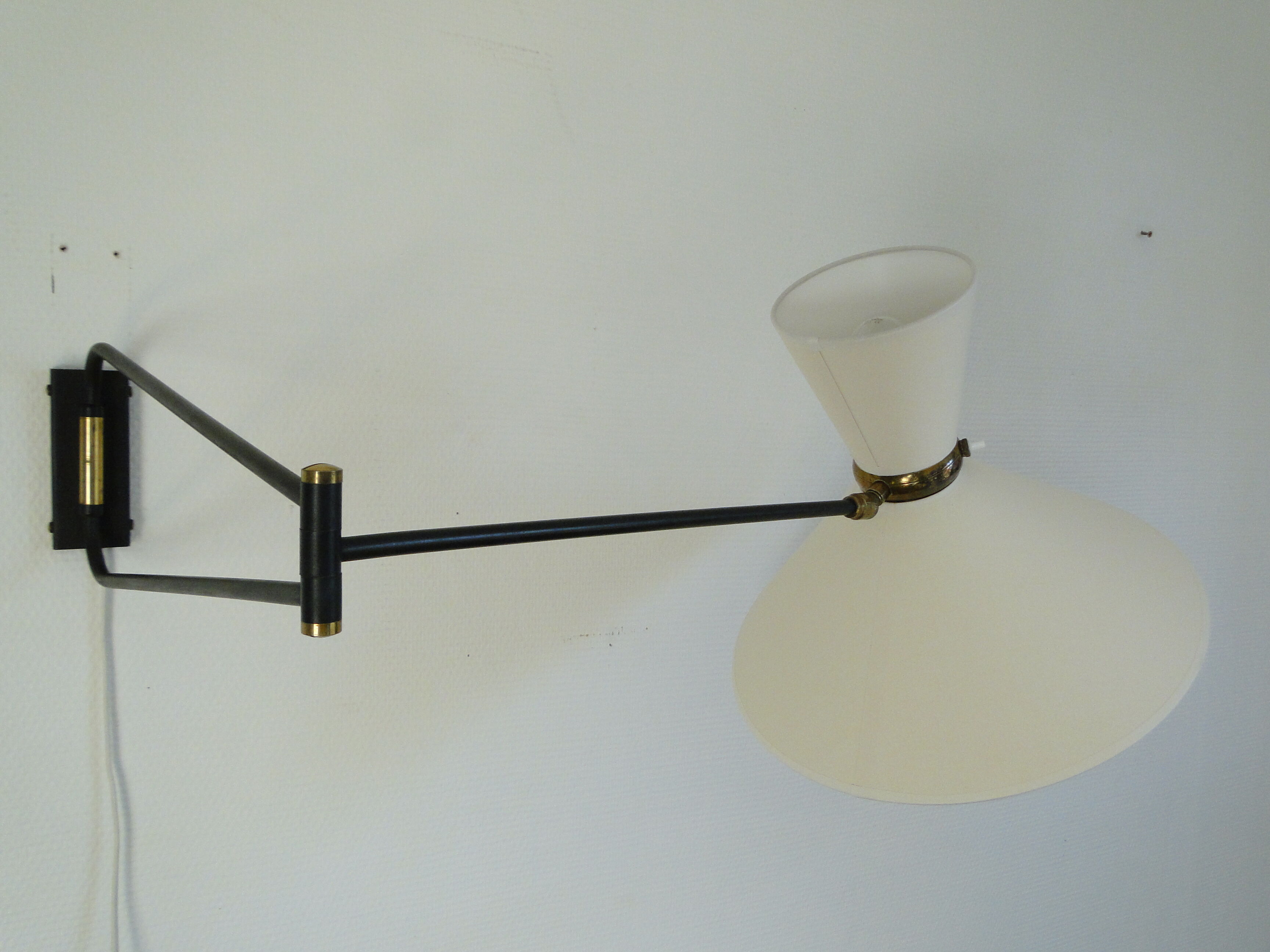 Vintage diabolo wall lamp by René Mathieu for Lunel France 1950s