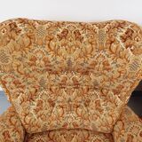 Set of 2 vintage armchairs in floral fabric with fringes from the 60s 70s