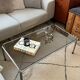 Ancienne table basse chrome et verre fumé vintage