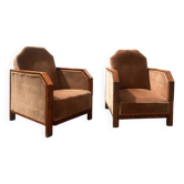 Pair of renovated Art Deco club armchairs – timeless elegance and rarity