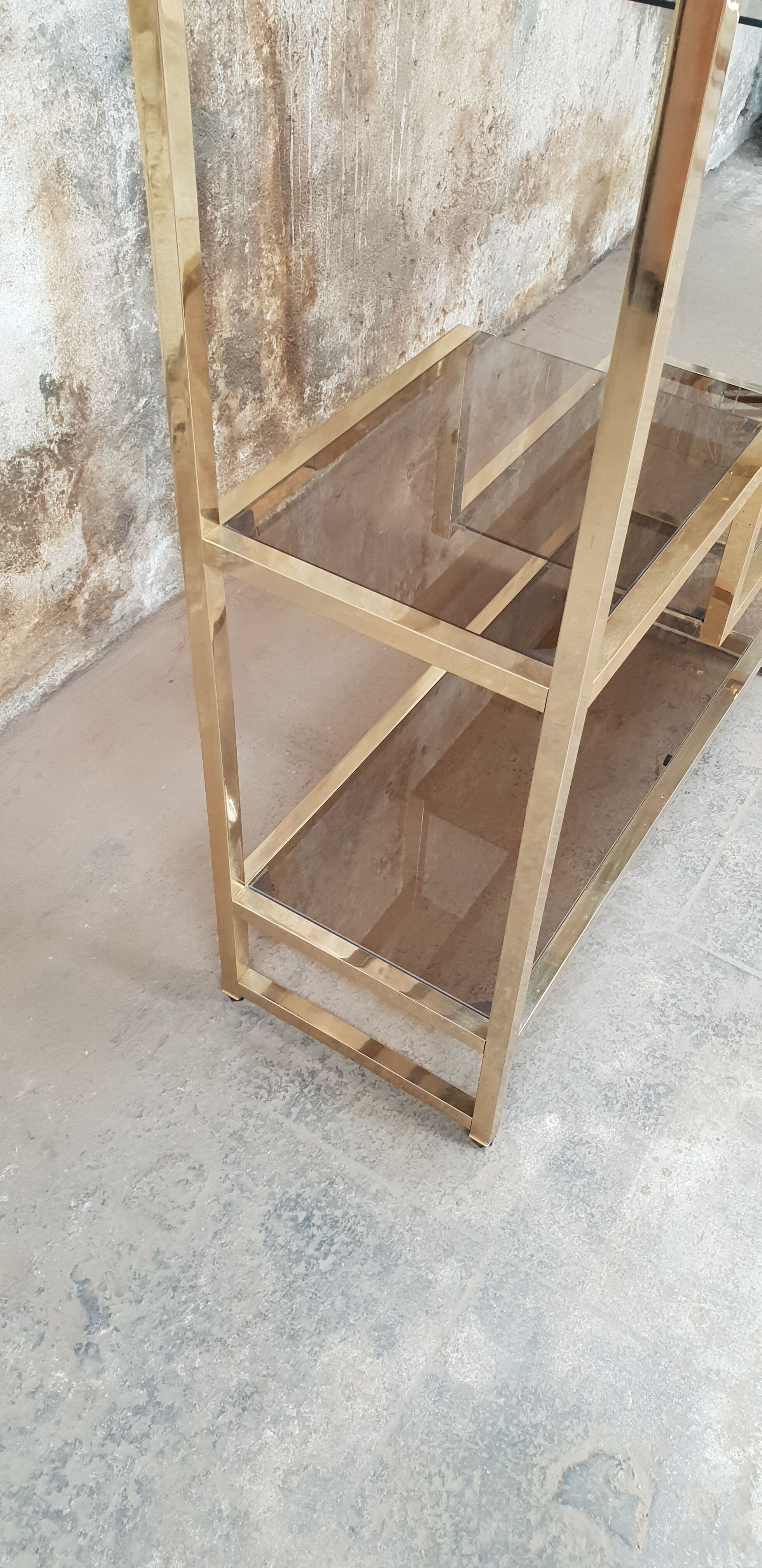 Vintage glazed brass shelf