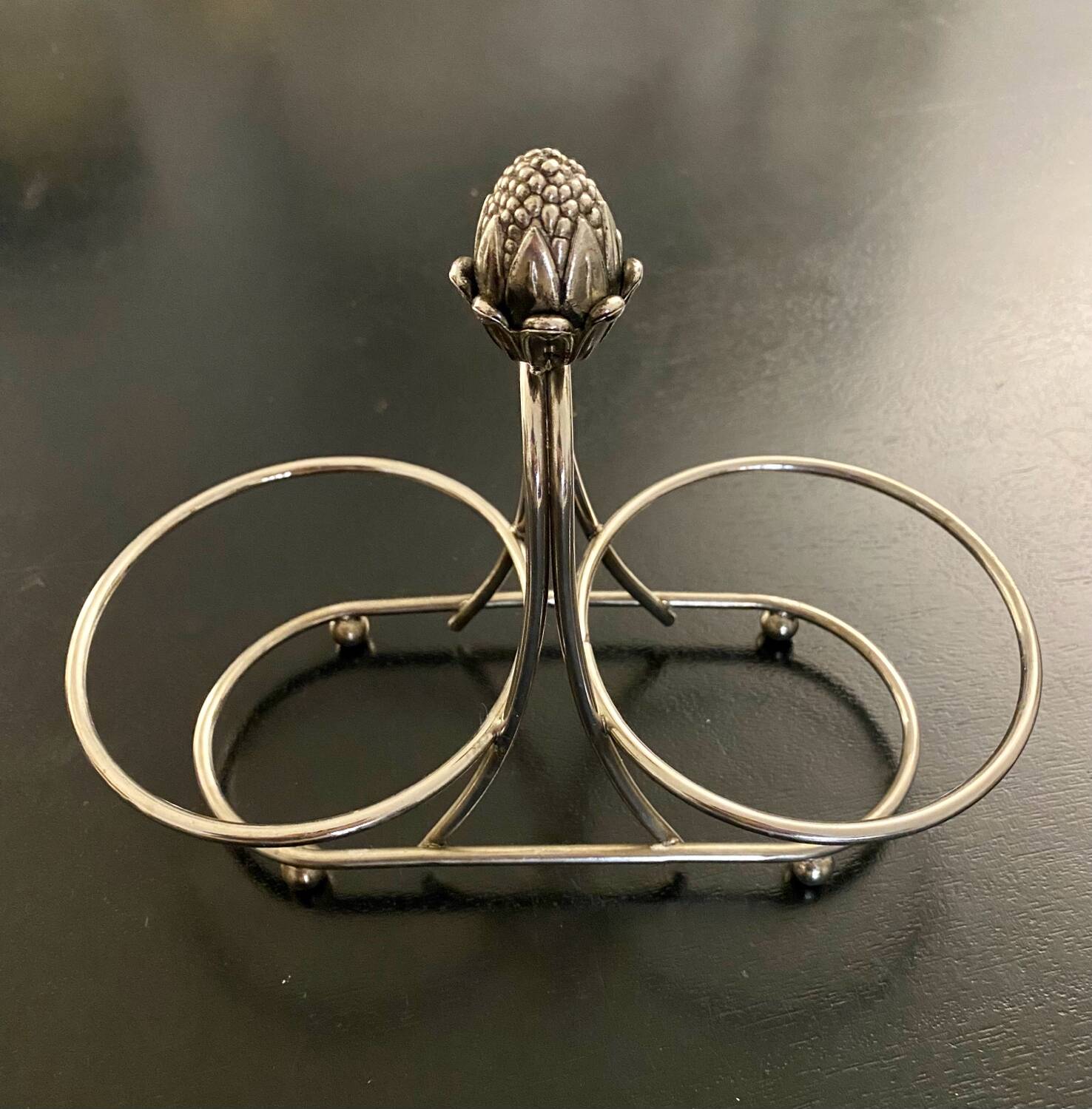 1 old aperitif server in metal and glass