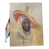 Arab man in hat - 1923 - orientalist painting - signed pp