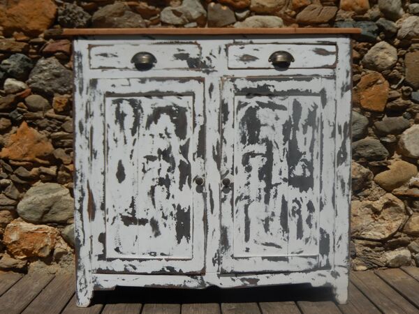 Ancien meuble d'atelier meuble de métier buffet parisien patiné