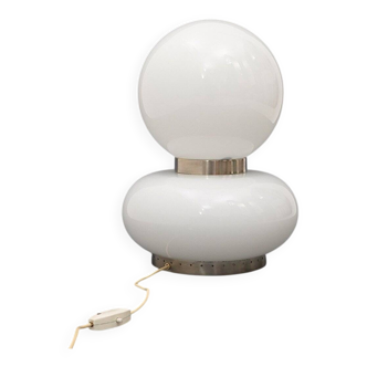 Table lamp with double white glass diffuser, 1970s