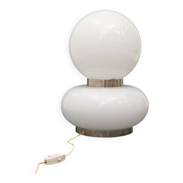 Table lamp with double white glass diffuser, 1970s