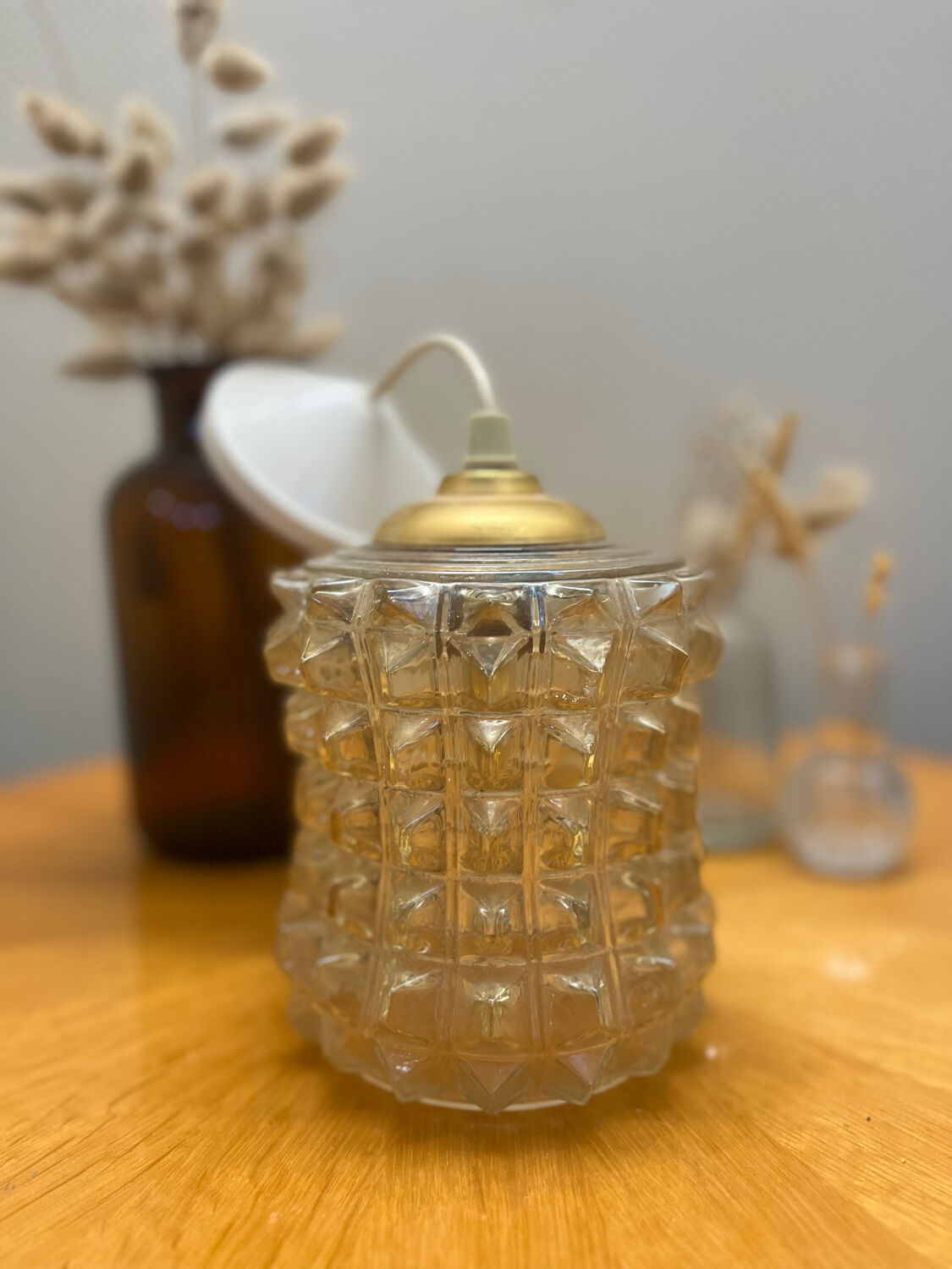 Vintage glass pendant light 1970