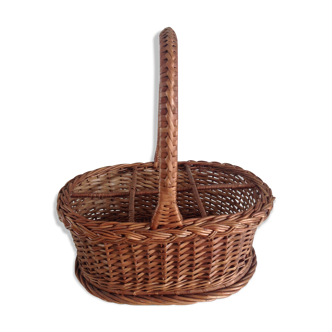 6 bottles vintage wicker basket