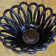 Small Basket - Iridescent Black Braided Ceramic Empty Pocket - 70's German