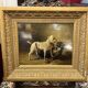 Jean Baptiste Louis Guy? Oil on panel, two bulldogs fighting
