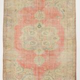 6x9 Soft Beige & Red Geometric Vintage Rug, 181x260 Cm