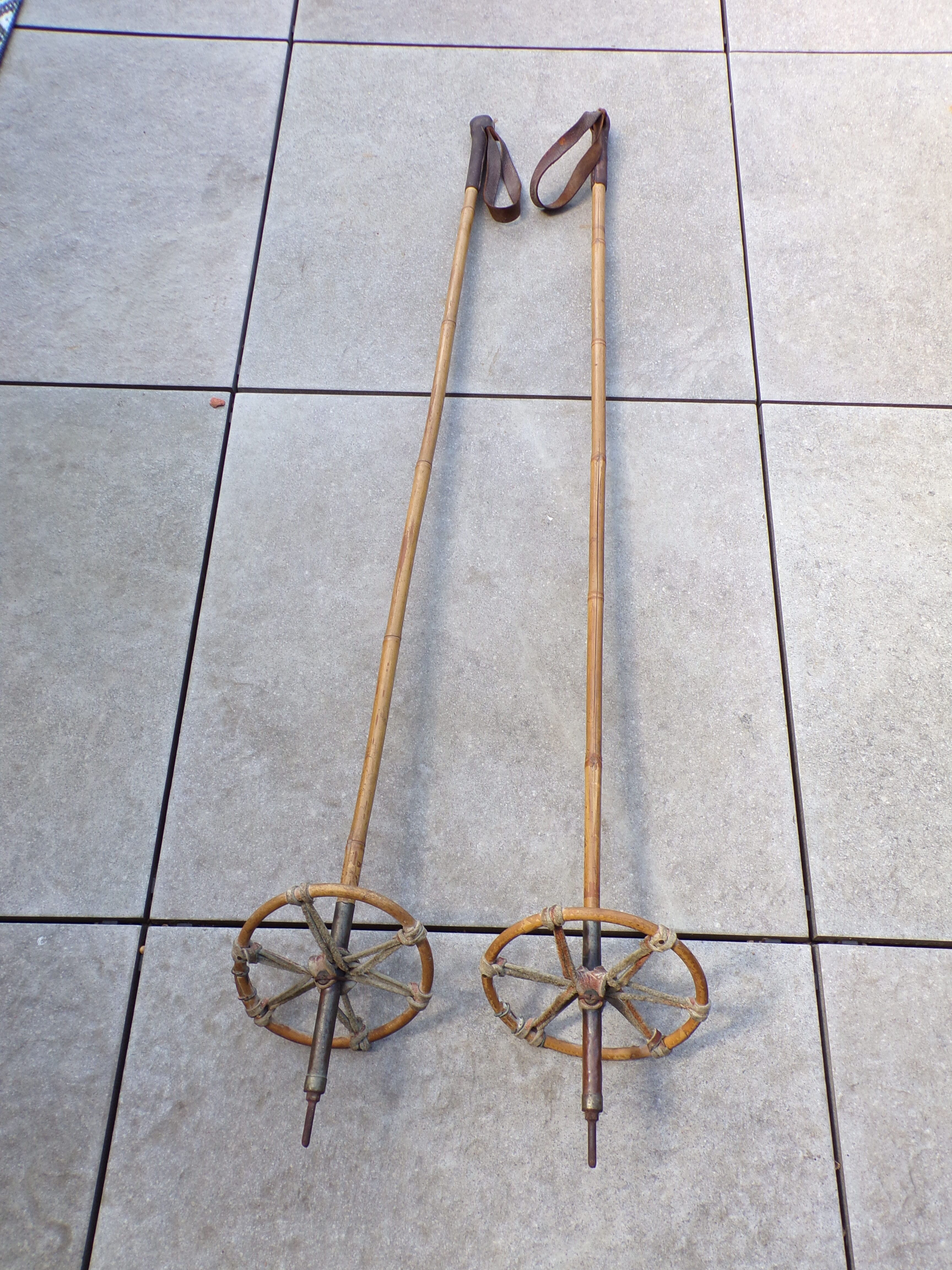 Vintage bamboo ski sticks