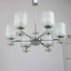 Vintage Austrian Glass Chandelier: Mid-Century Modern Embossed Pendant Lamp