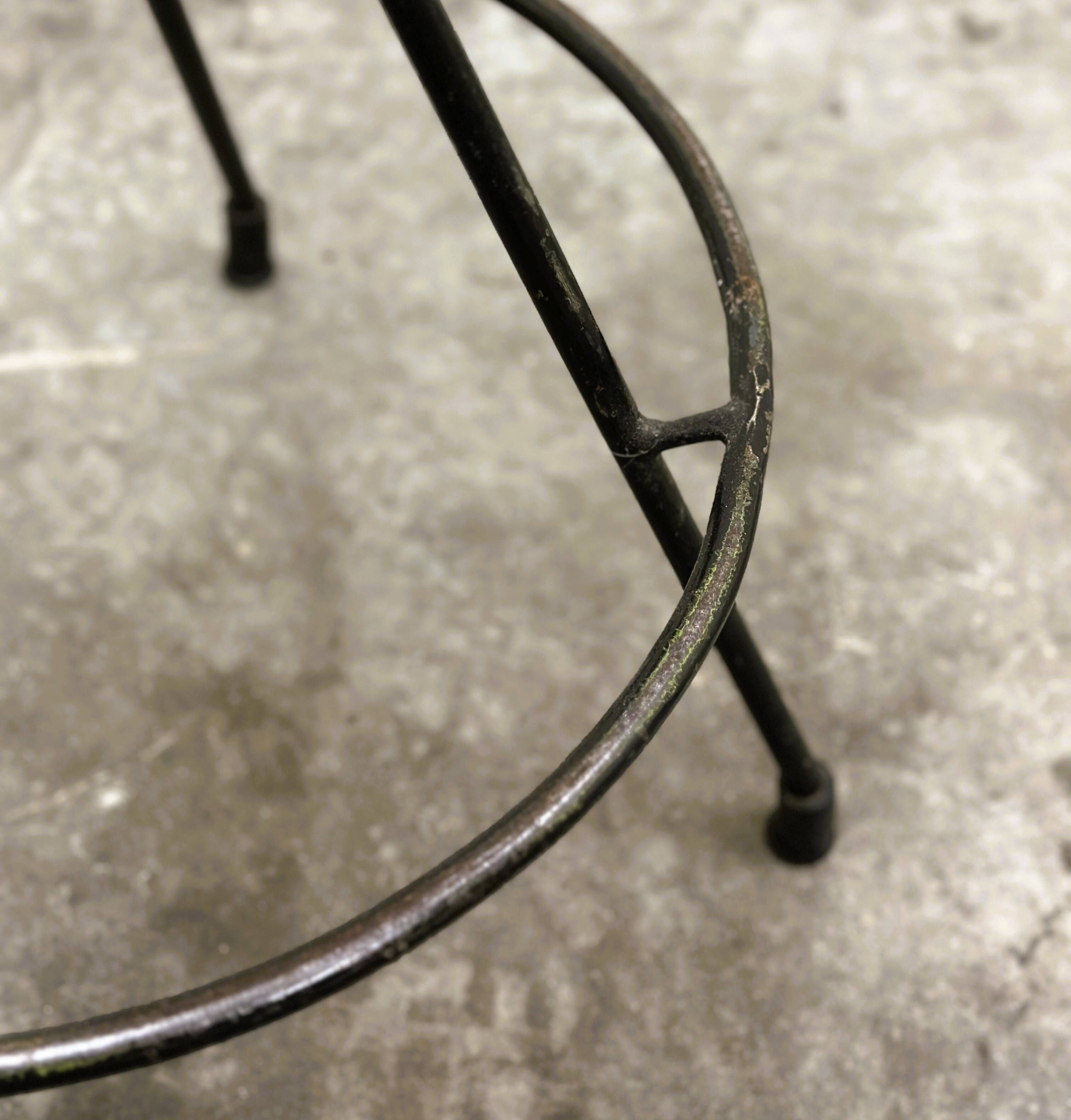 Pair of Industrial Vintage Metal Frame Bar Stools, France 1970s.