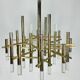 Lustre Sciolari 15 lumières chrome légèrement doré et perspex modèle Ice, Italie années 60