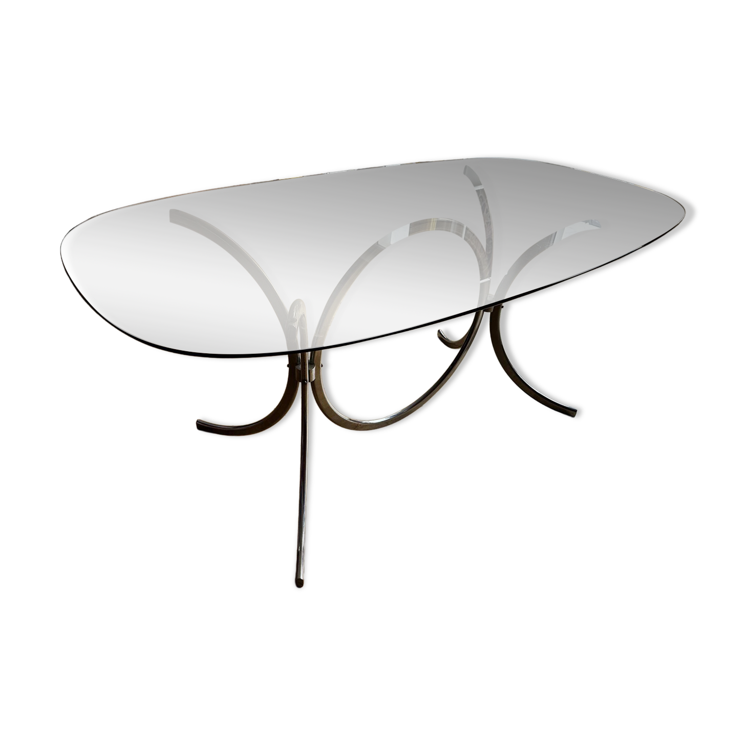 Glass and metal table