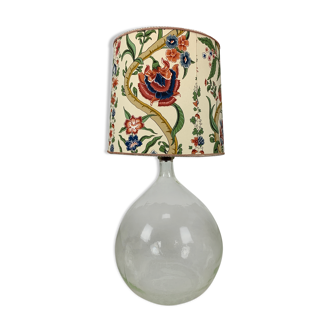 Lampe dame jeanne XXL et abat jour fleurs