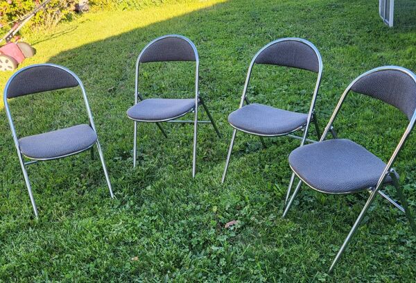 Serie de 4 serie de 4 chaises pliantes souvignet années  1970
