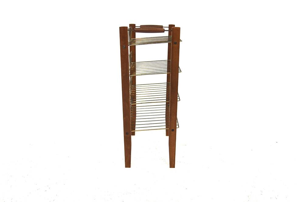 Scandinavian beech and metal magazine rack, Sweden, 1960