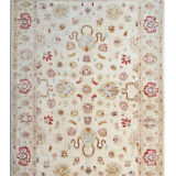 Handmade cream wool ziegler carpet traditional floral area rug- 128x190cm