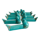 10 vintage duck blue ceramic knife holders from the 50s