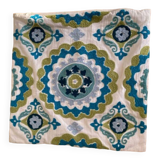 Pair of Sia cushion covers, in green and blue cotton