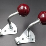 Two hooks in red bakelite and metal - around 1950