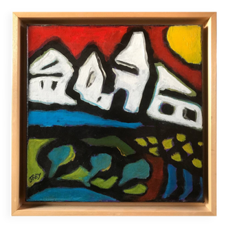 Acrylic on canvas by jacqueline rey (1963). landscape