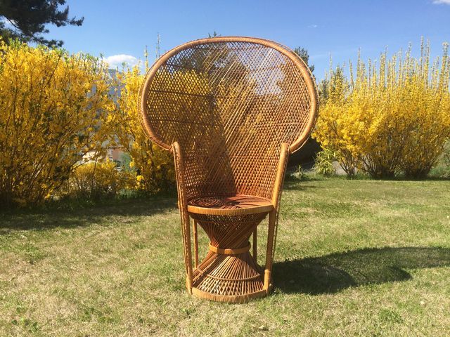 Emmanuelle wicker and rattan chair for adults 1970s