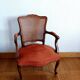 Fauteuil louis XV terracotta et cannage