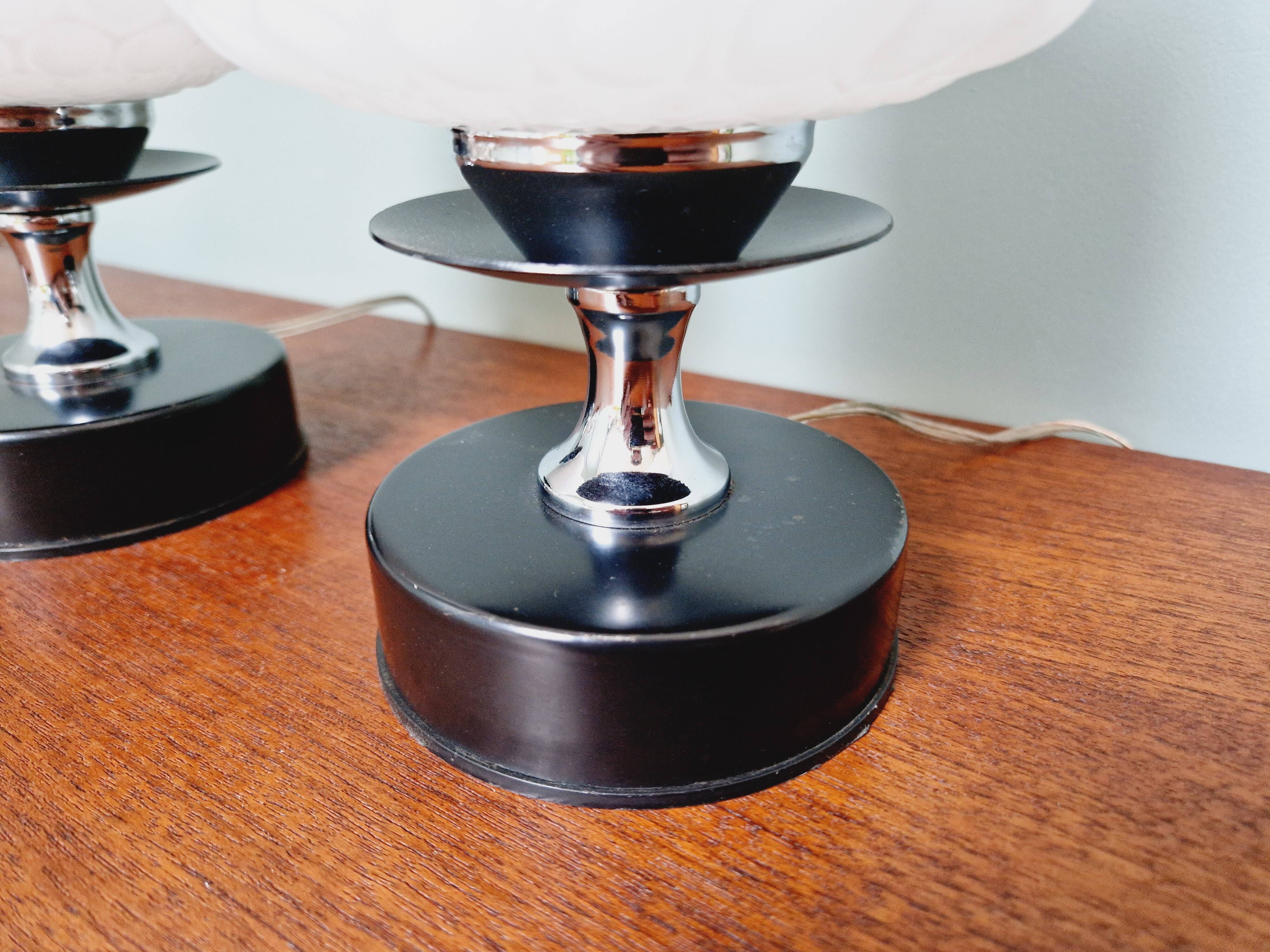 Pair of glass bedside lamps, 1970s