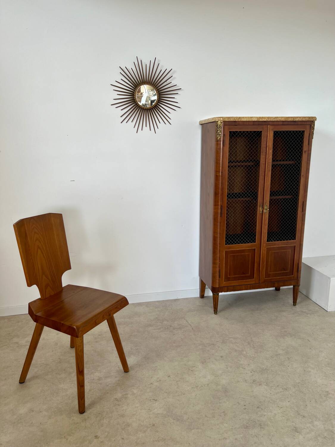 Old display case library with wire mesh from the Napoleon III period, late 19th century