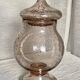 Lilac bubble glass jar with lid, signed Biot, vintage 1960-70